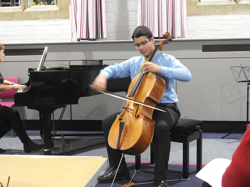 Boy playing cello