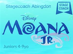 Moana Jr logo against blue background.