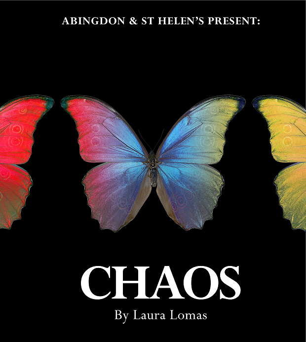 Chaos Poster - 3 butterflies going from red, blue to yellow
