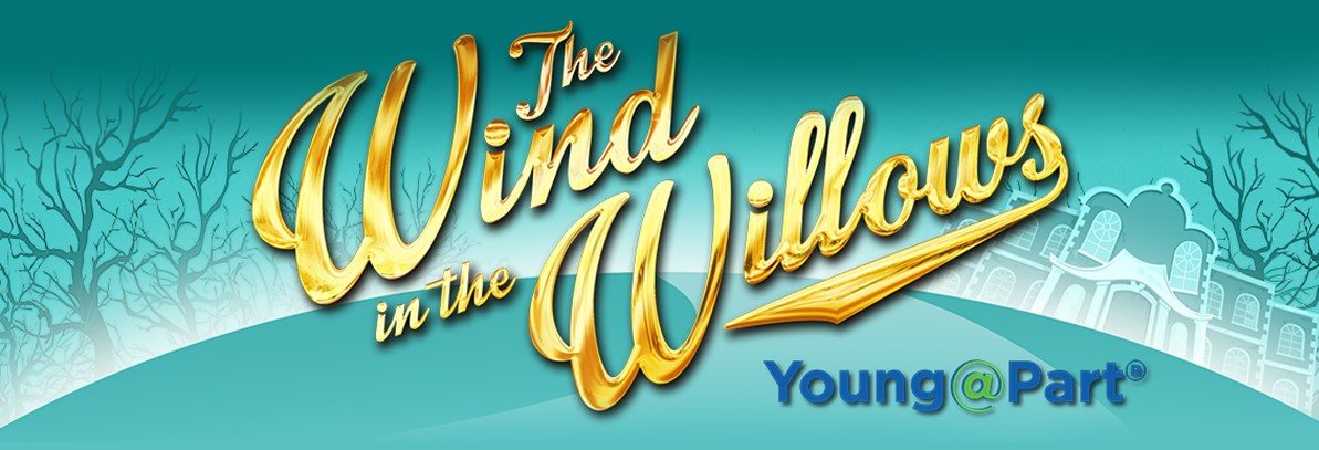 Wind in the Willows written in gold text in front of a blue background