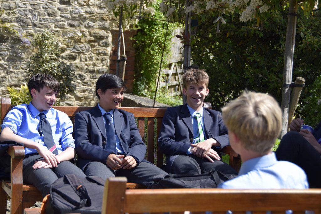 Abingdon School pupils socialising outside