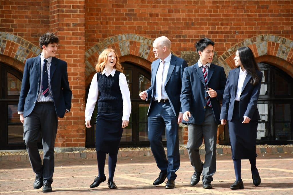 Abingdon School Head, Mike Windsor, chatting to students