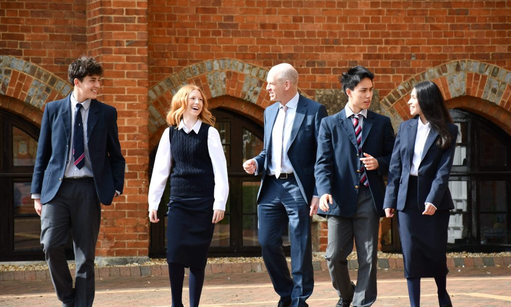 Abingdon School Head, Mike Windsor, chatting to students